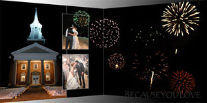 New Year Eve fireworks displayed in a wedding album design